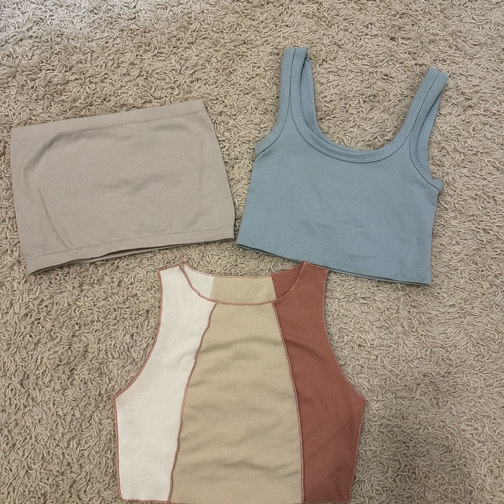Trendy Colorblock Crop Top Trio